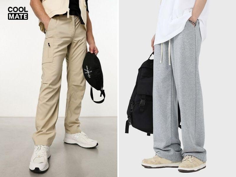 Phối quần jogger nam với túi xách