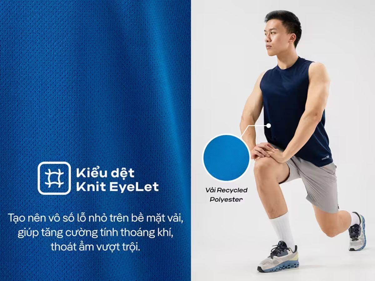 Chất liệu được dệt theo cấu trúc Knit – Eyelet với những lỗ nhỏ li ti trên bề mặt