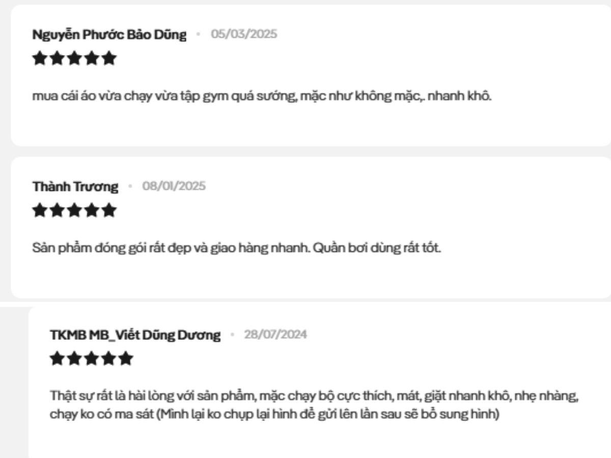 Chia sẻ của khách hàng khi dùng áo trên website