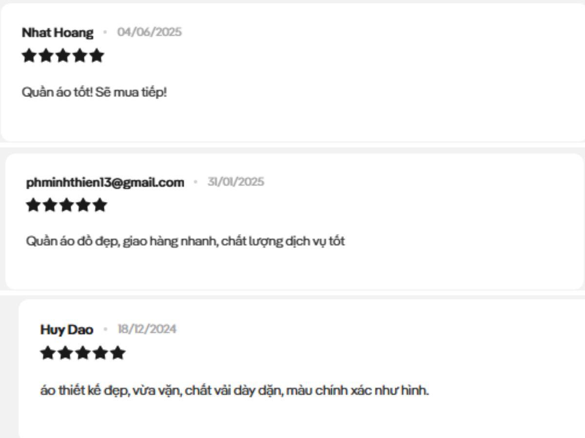 Chia sẻ của khách hàng khi dùng áo trên website