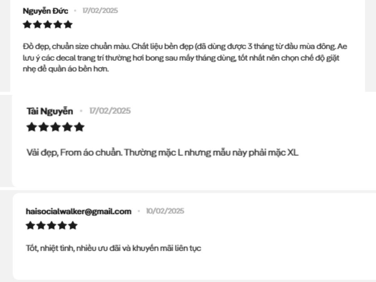 Chia sẻ của khách hàng khi dùng áo trên website