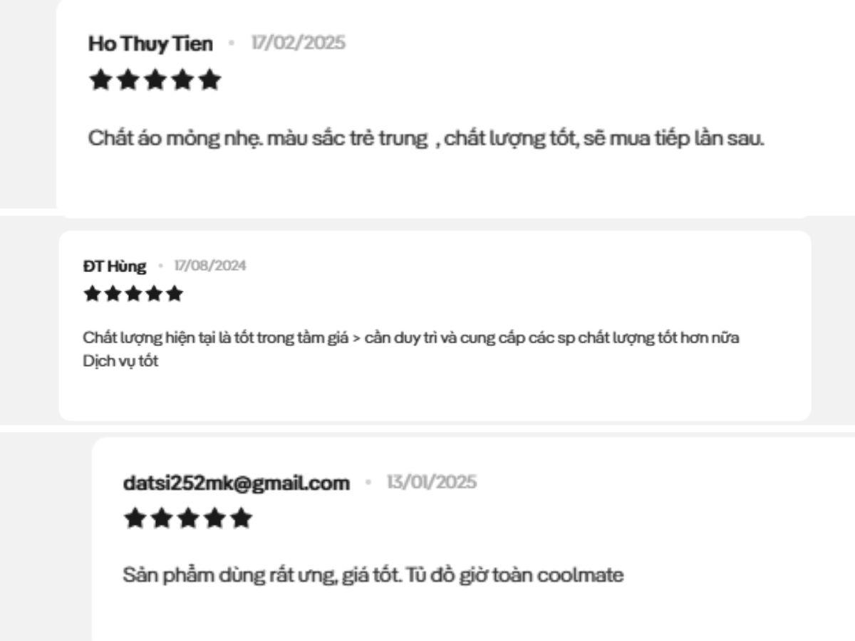 Chia sẻ của khách hàng khi dùng áo trên website