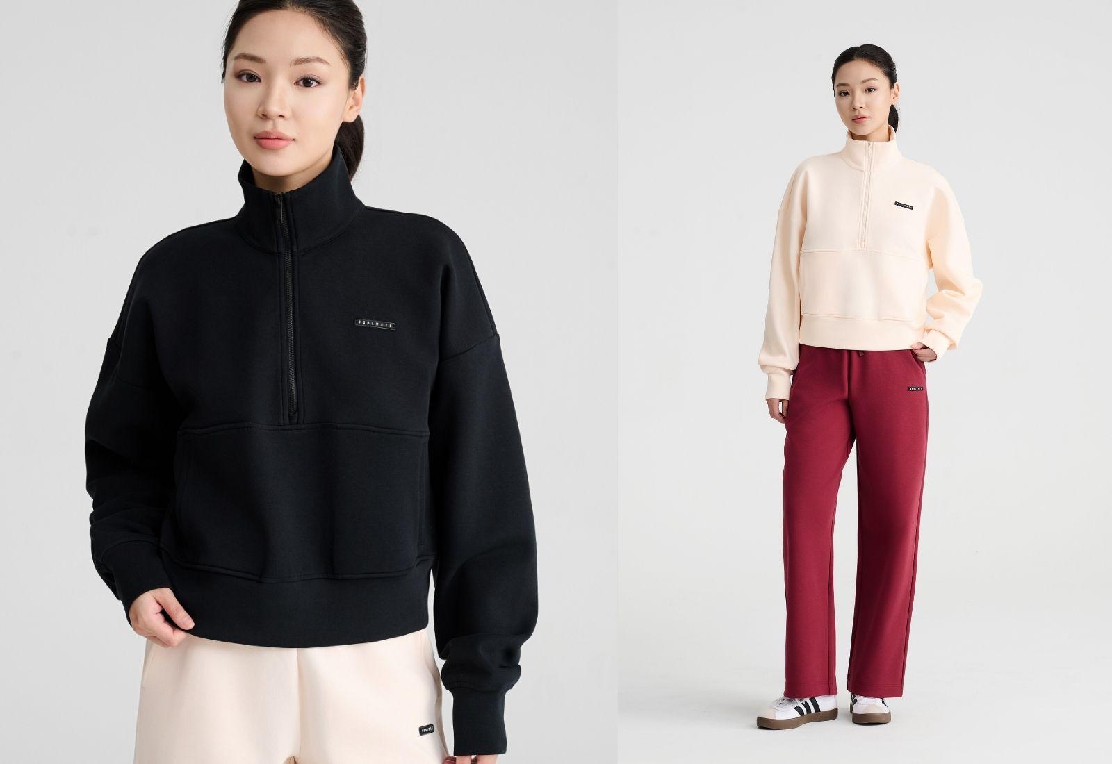 Set nỉ nữ Studio Half Zip & Quần suông