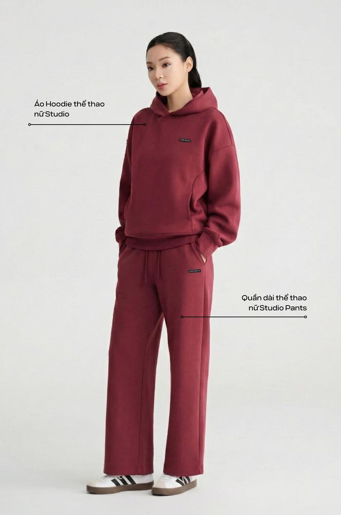 Set nỉ nữ Studio Hoodie & Quần suông - undefined