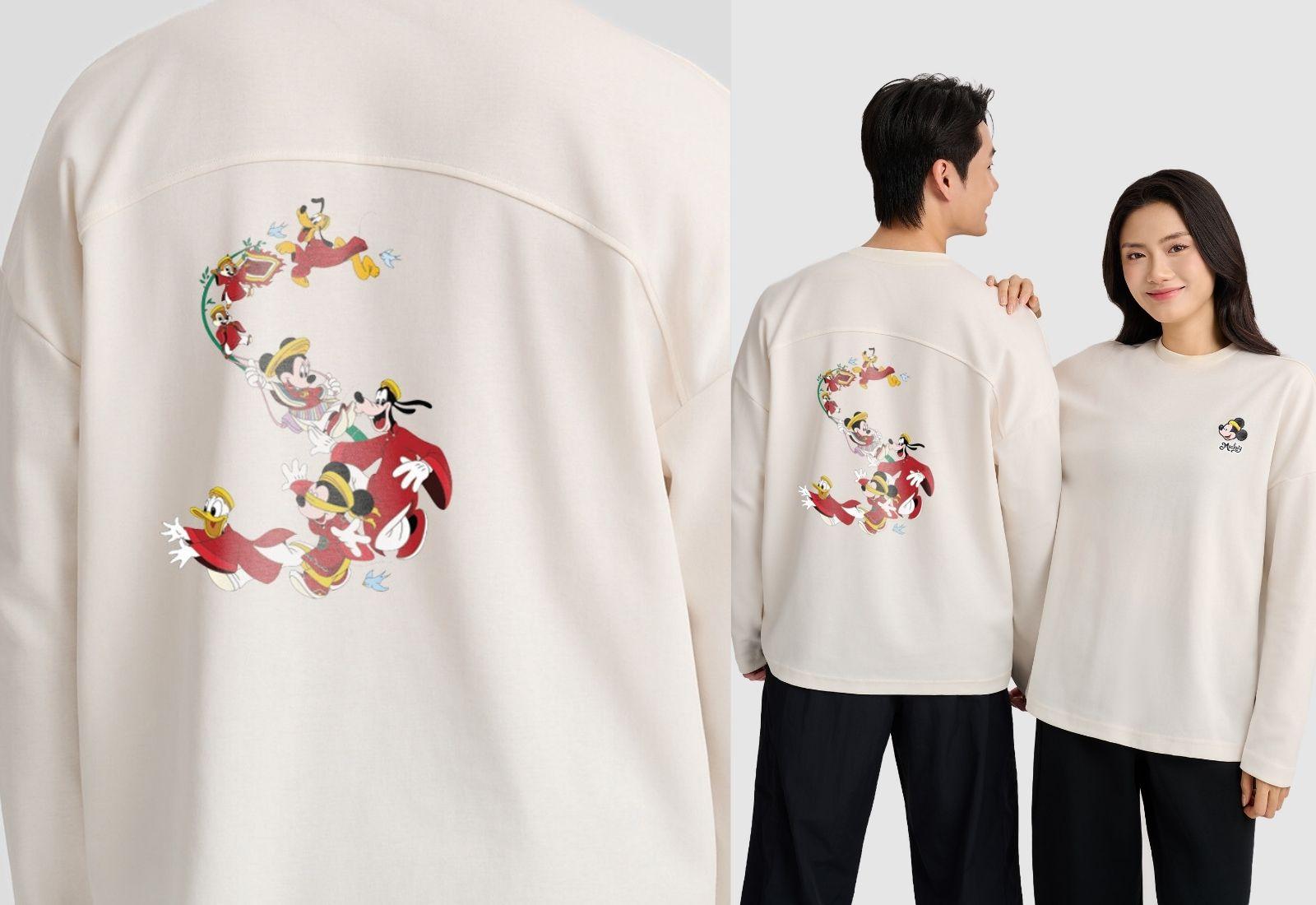 Áo dài tay Relax Mickey Vui đùa ngày Tết