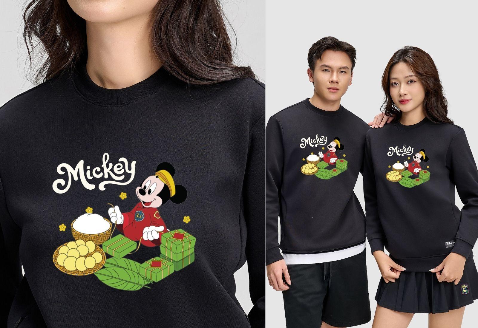 Áo nỉ Sweatshirt Mickey nấu Bánh Chưng