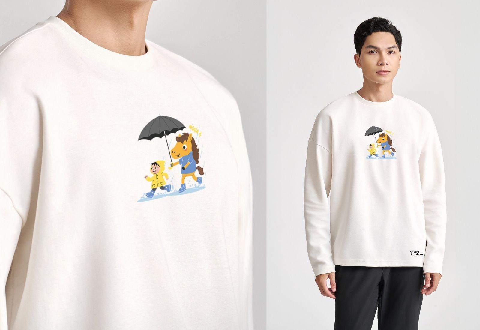 Áo dài tay Care & Share - Áo mới mùa đông - Ngựa Ô