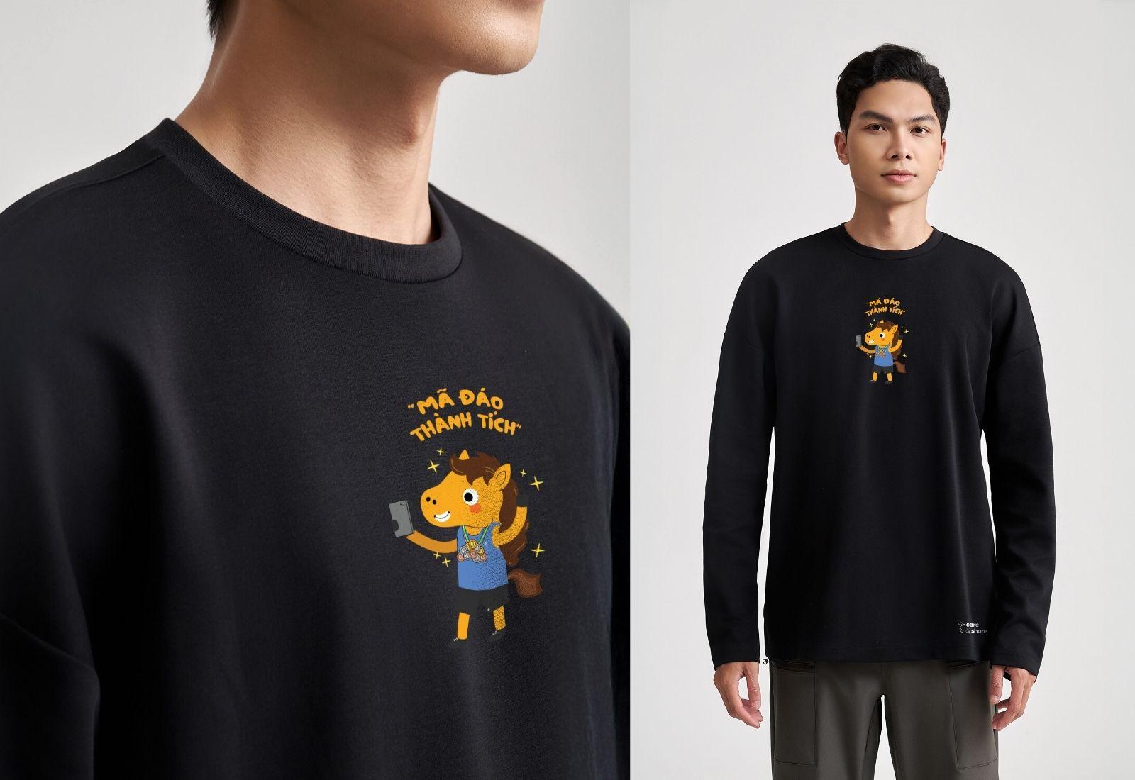 Áo dài tay Care & Share - Áo mới mùa đông - Mã đáo thành tích