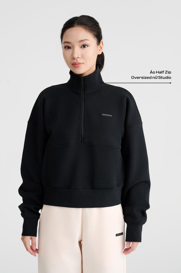 Set nỉ nữ Studio Half Zip & Quần suông - undefined