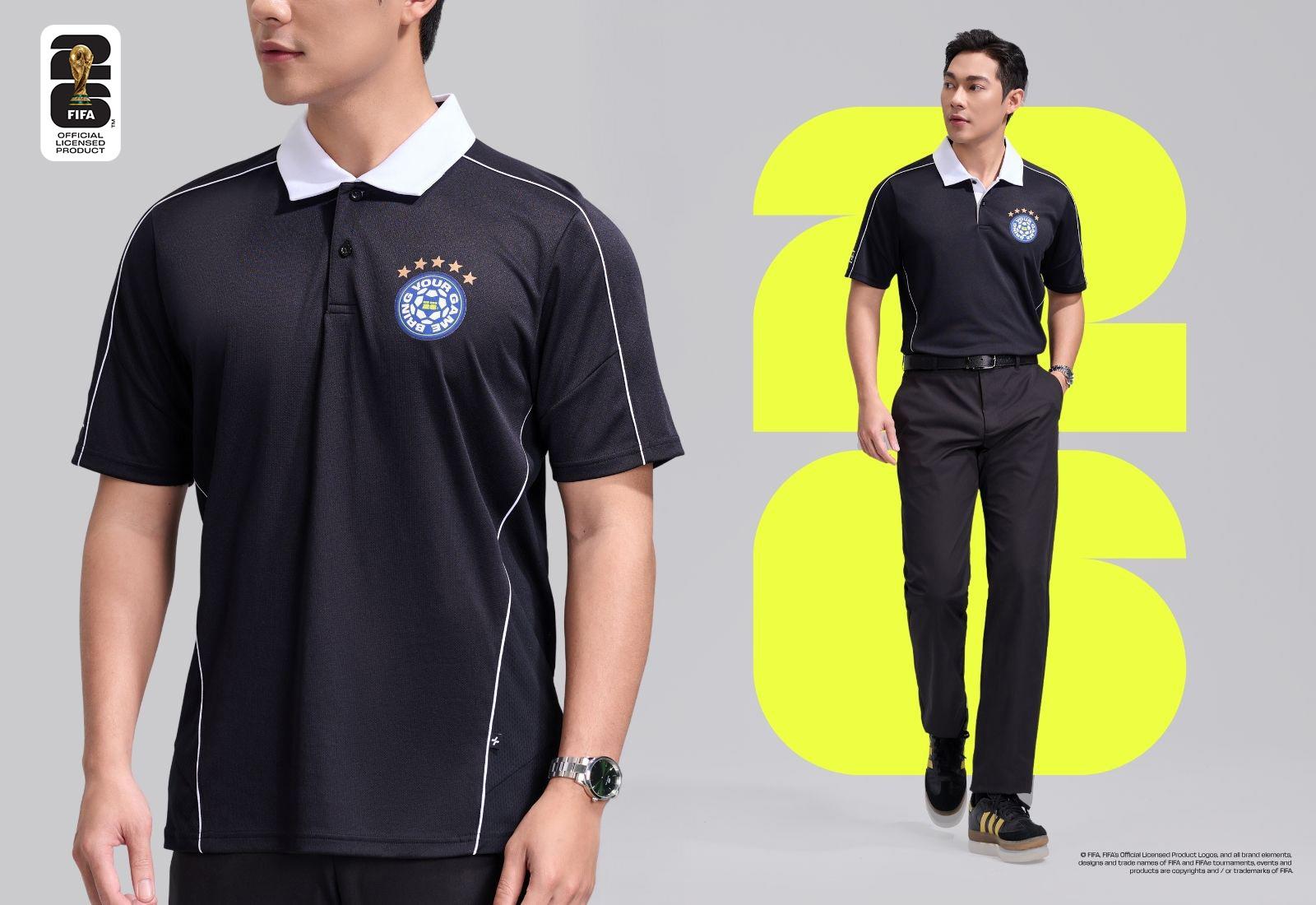 Áo polo nam phối bo cổ Exdry Performance World Cup