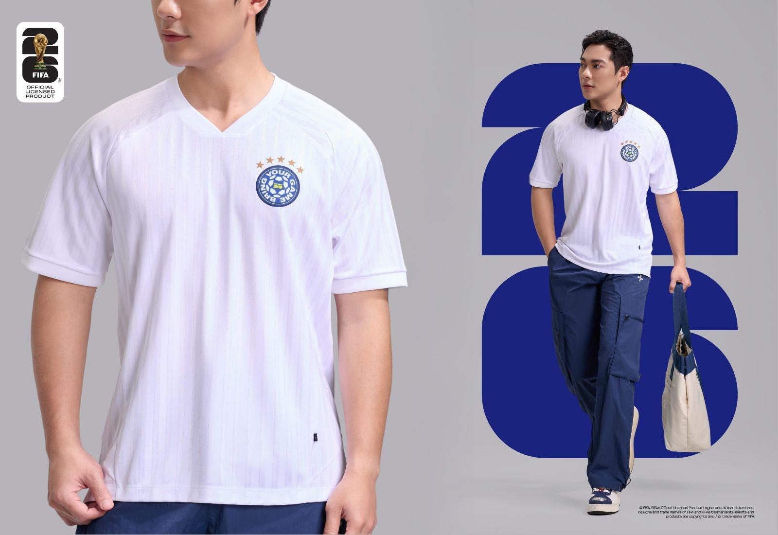 Áo thun cổ V Jacquard Exdry Peformance World Cup