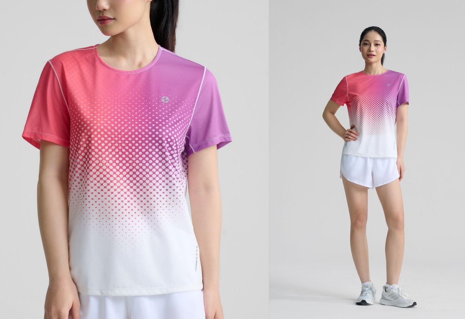 Tshirt chạy bộ nữ Exdry AeroDot Gradient