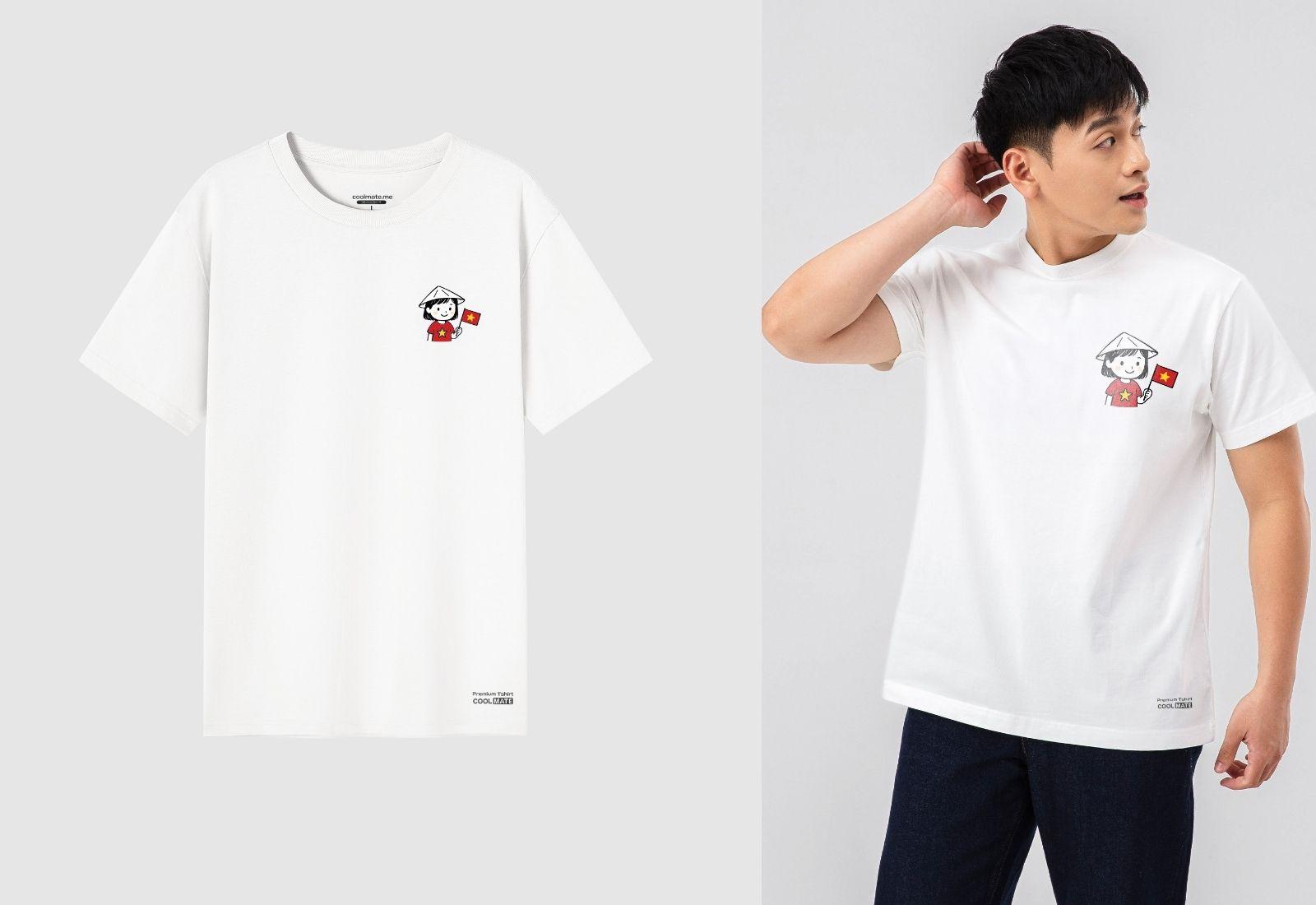 Áo thun Cotton Compact Bé gái cầm cờ