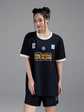 Áo Tshirt Cotton Compact Colored Rib World Cup Black Gold Trophy - undefined