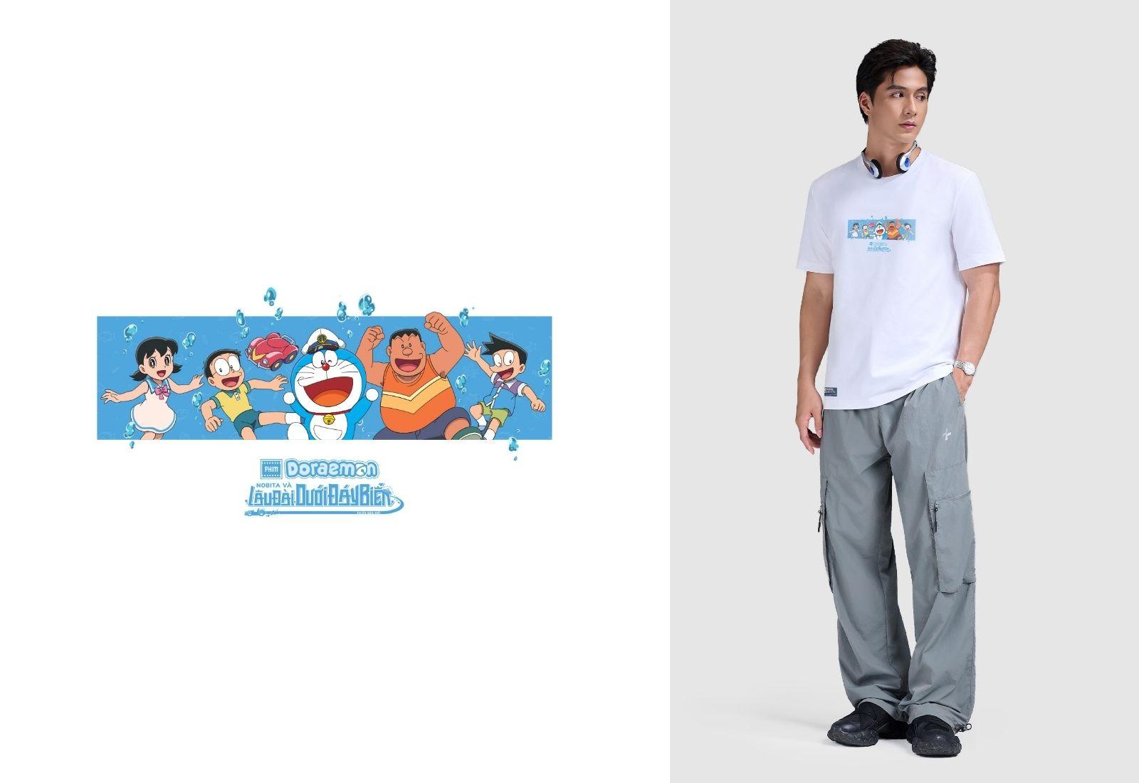 Áo thun Doraemon Tình Bạn Nhiệm Màu Cotton 180gsm