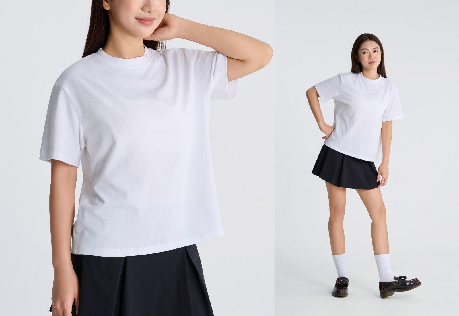 Áo Tshirt Relaxed Fit nữ Cotton Poly