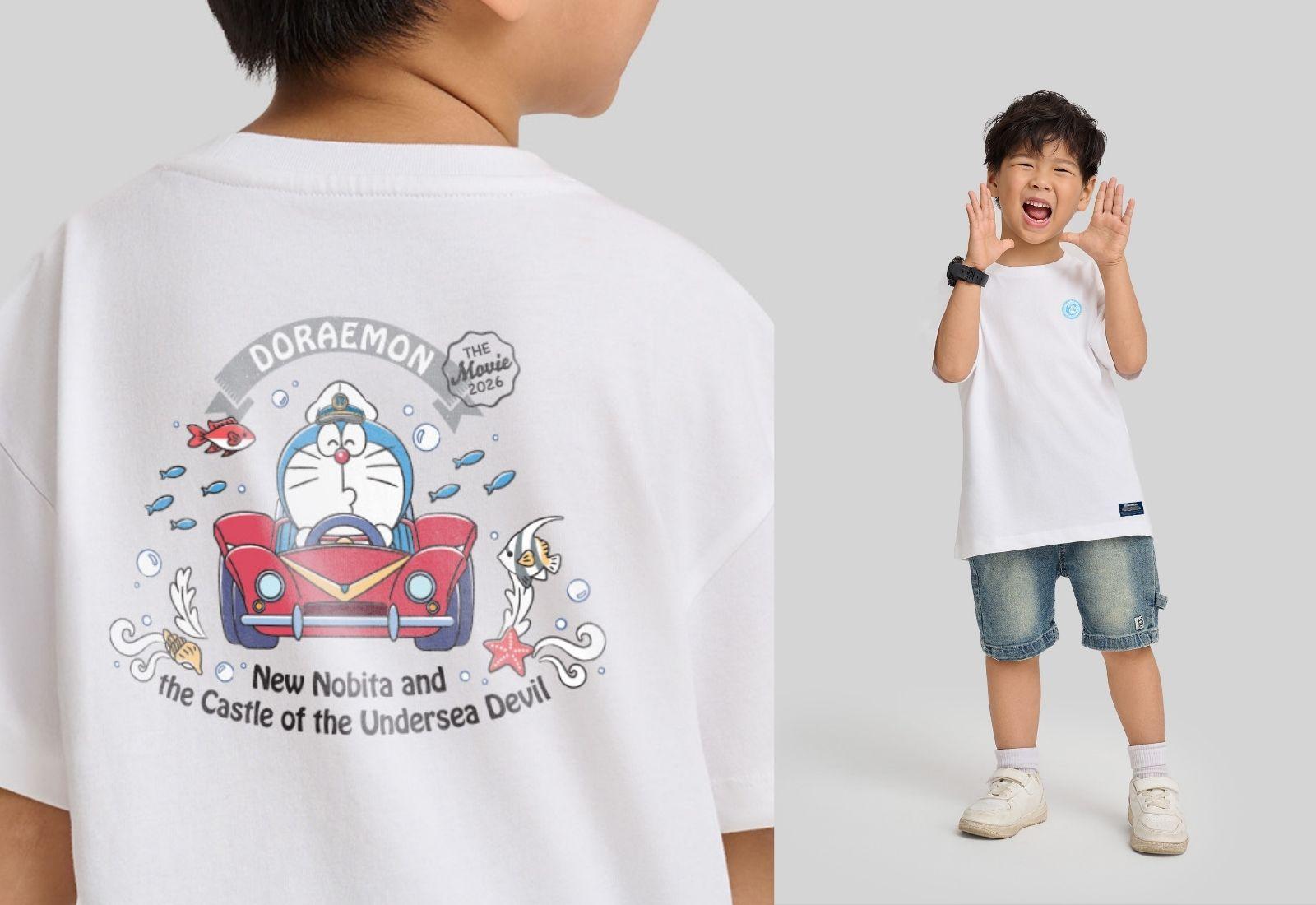 Áo thun trẻ em Doraemon Du Hí Nơi Đáy Biển  Cotton Compact