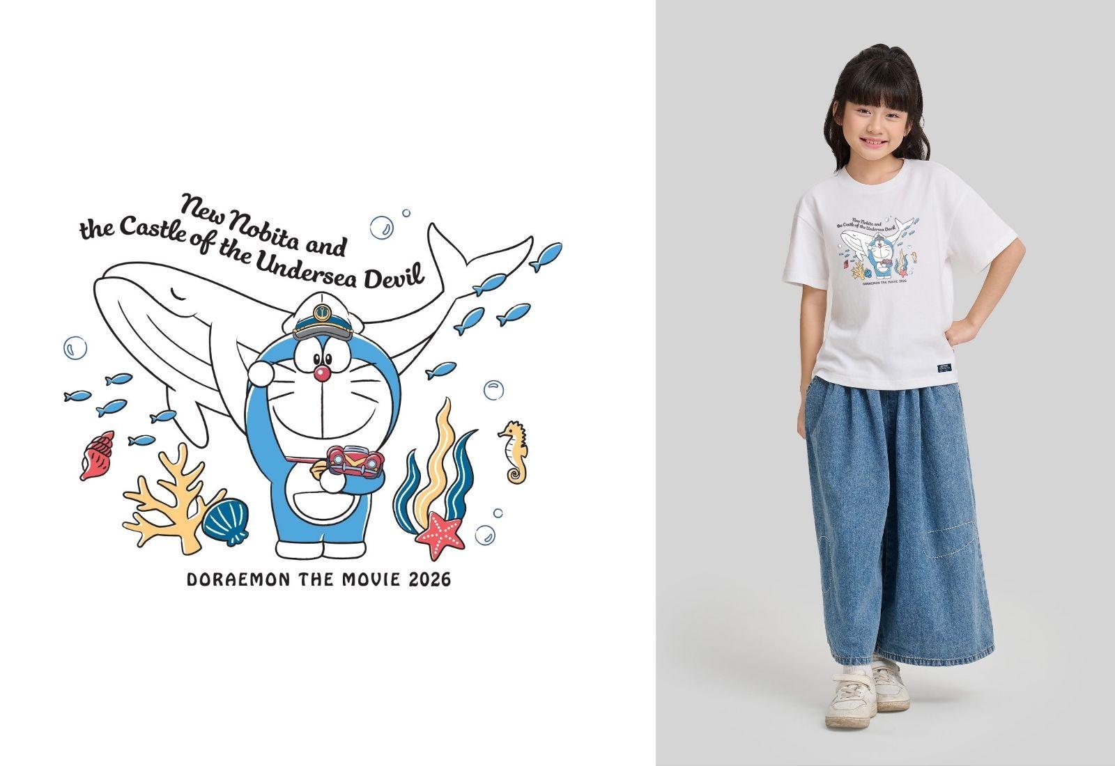 Áo thun trẻ em Doraemon Thanh Âm Đại Dương Cotton Compact