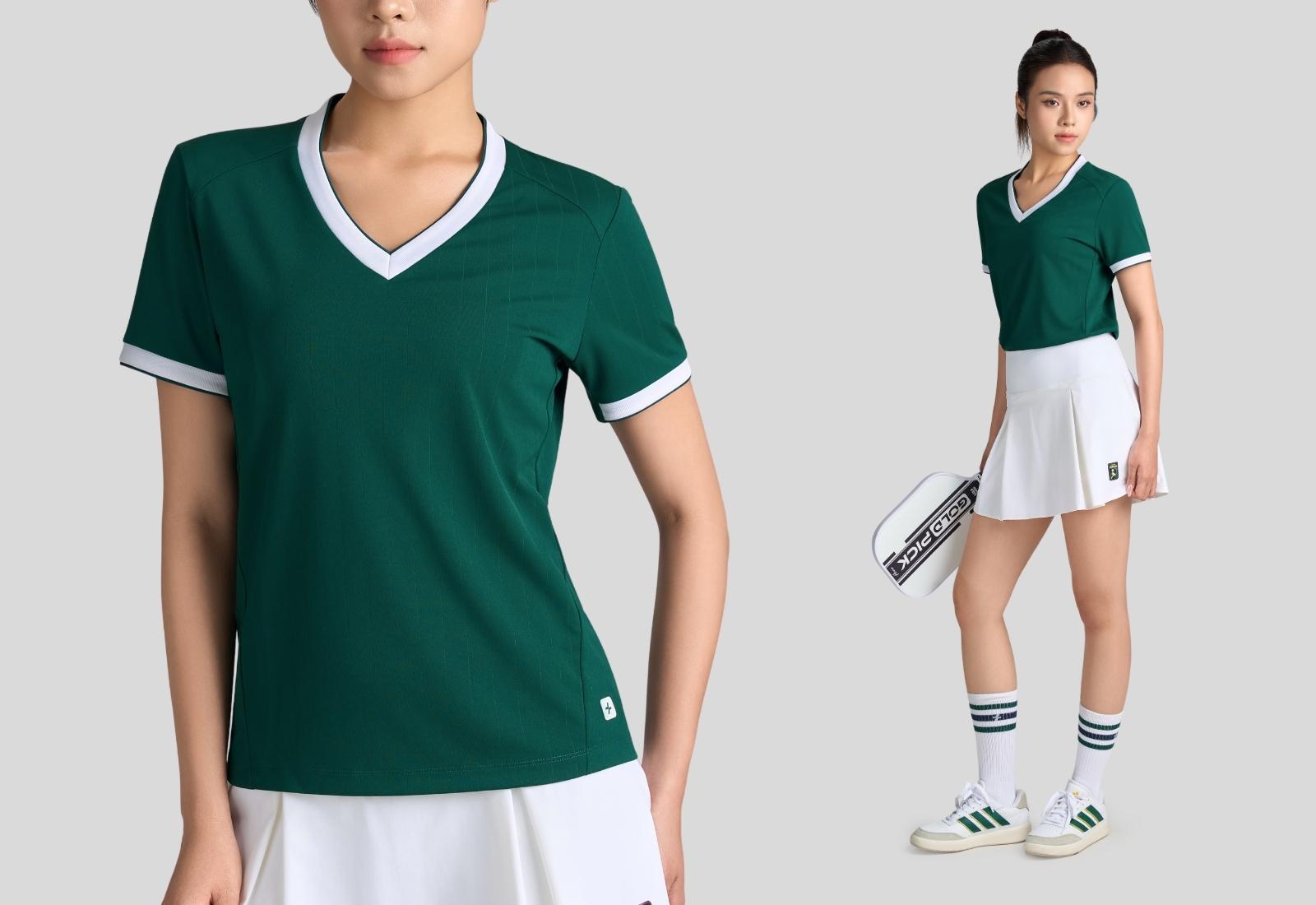 Áo Tshirt Pickleball nữ cổ V Zero Mark