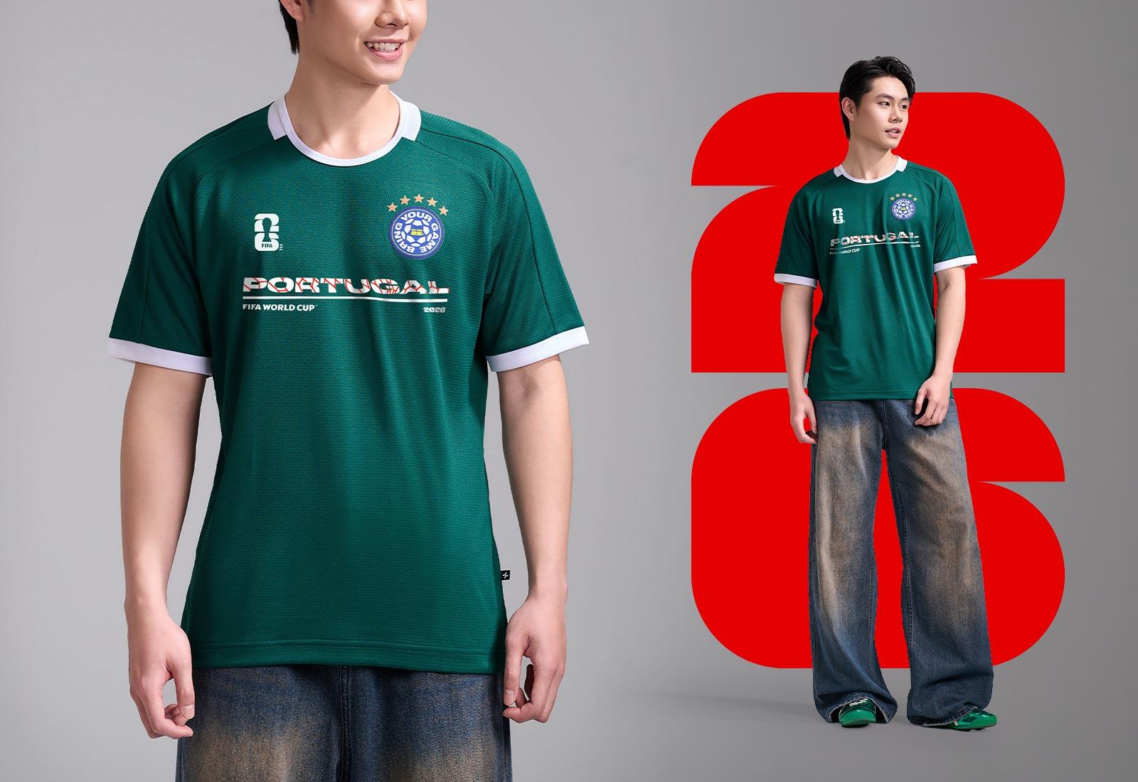 Áo thun phối bo cổ Exdry Performance World Cup Portugal V2