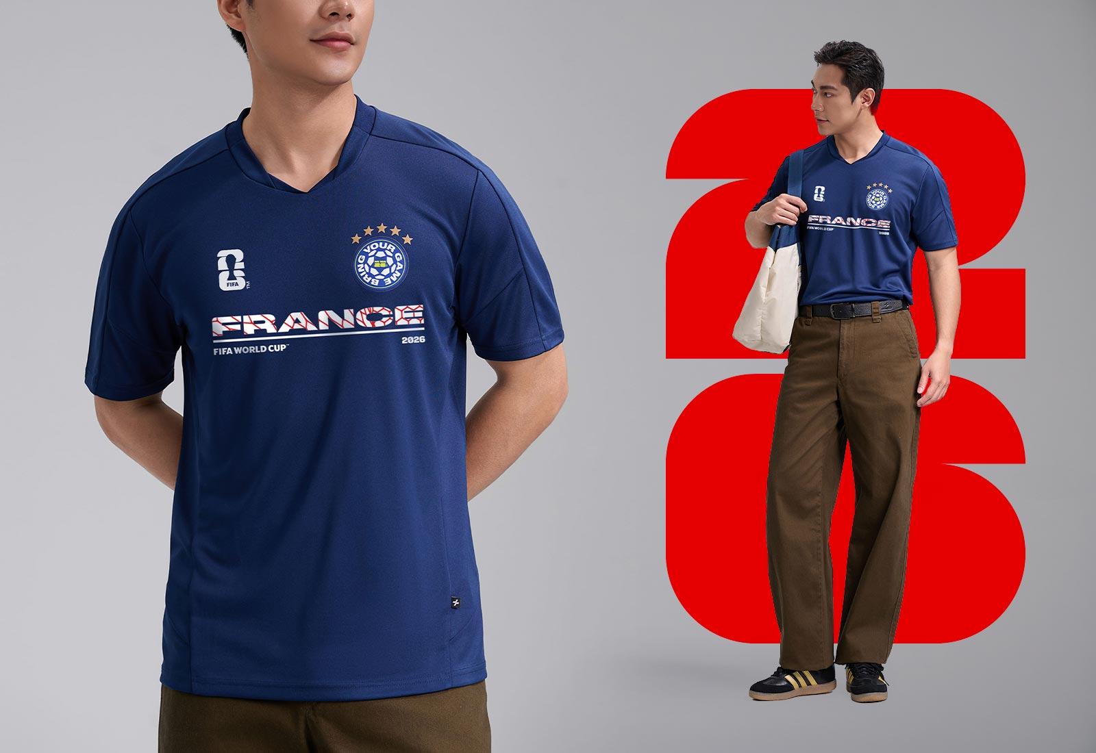 Áo thun cổ V Exdry ProActive World Cup France