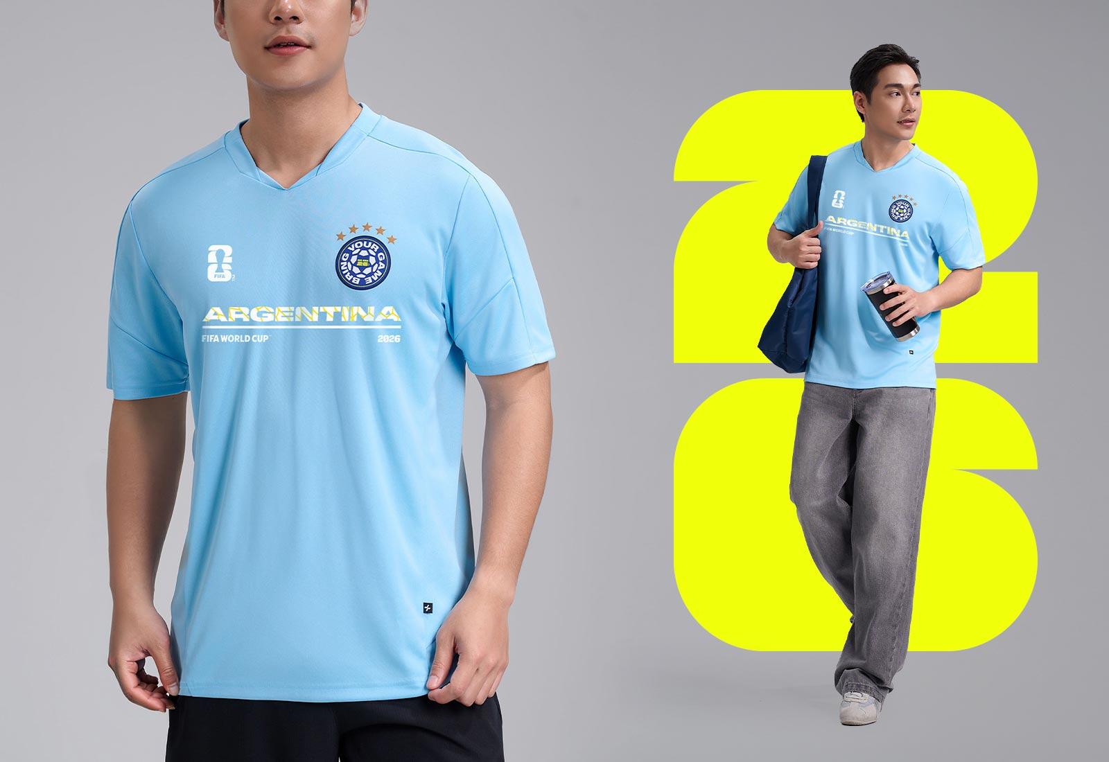 Áo thun cổ V Exdry ProActive World Cup Argentina