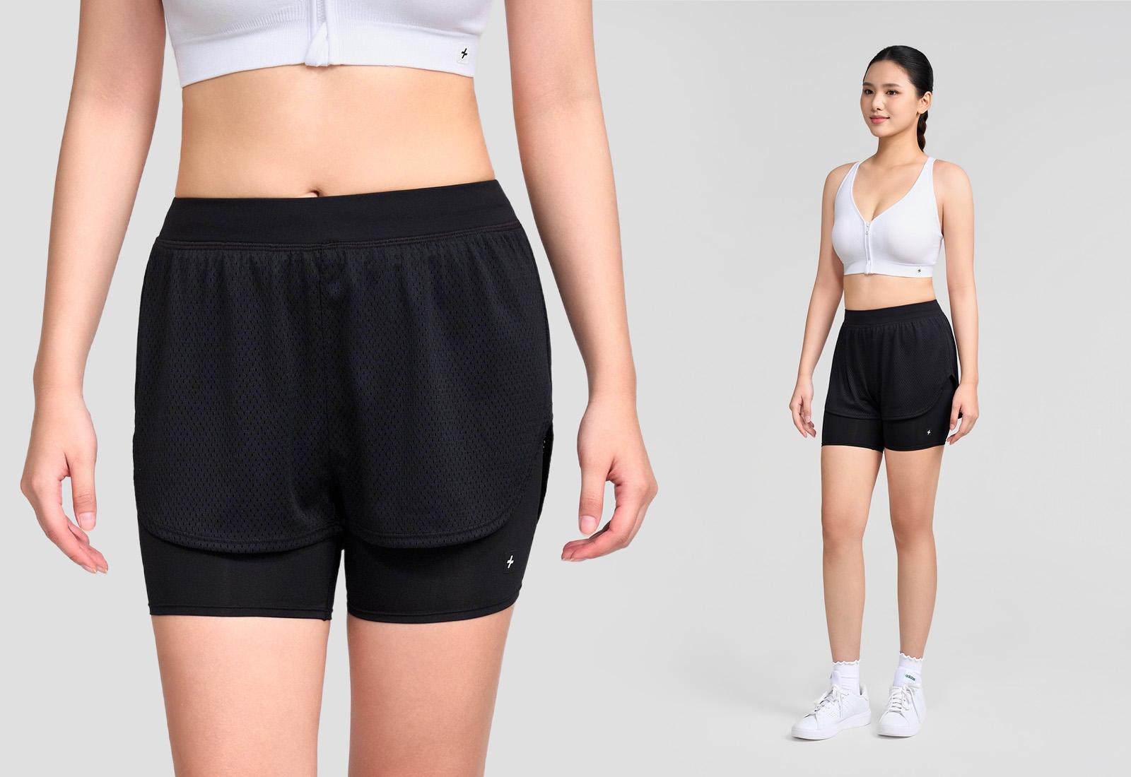 Quần shorts thể thao nữ 2 lớp Mesh Essentials
