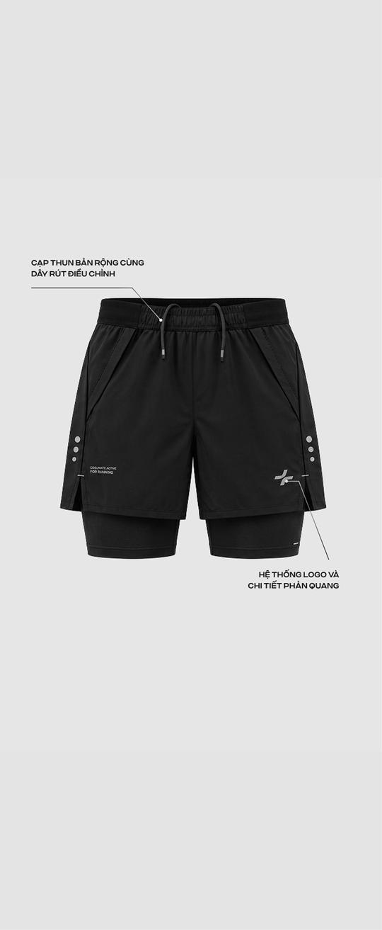 Quần shorts chạy bộ nam 2 lớp Exdry 360 Reflective - undefined