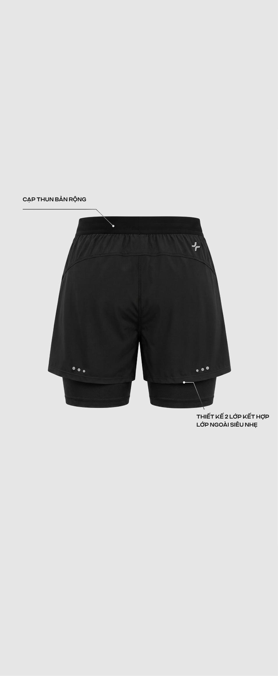 Quần shorts chạy bộ nam 2 lớp Exdry 360 Reflective - undefined