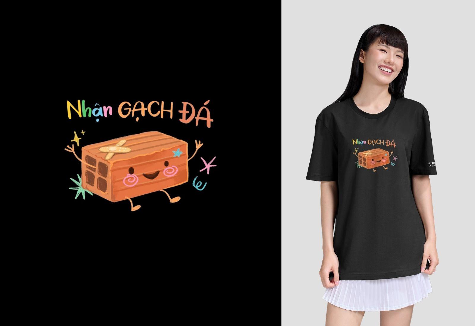 Áo Cotton Care & Share Nhận gạch đá