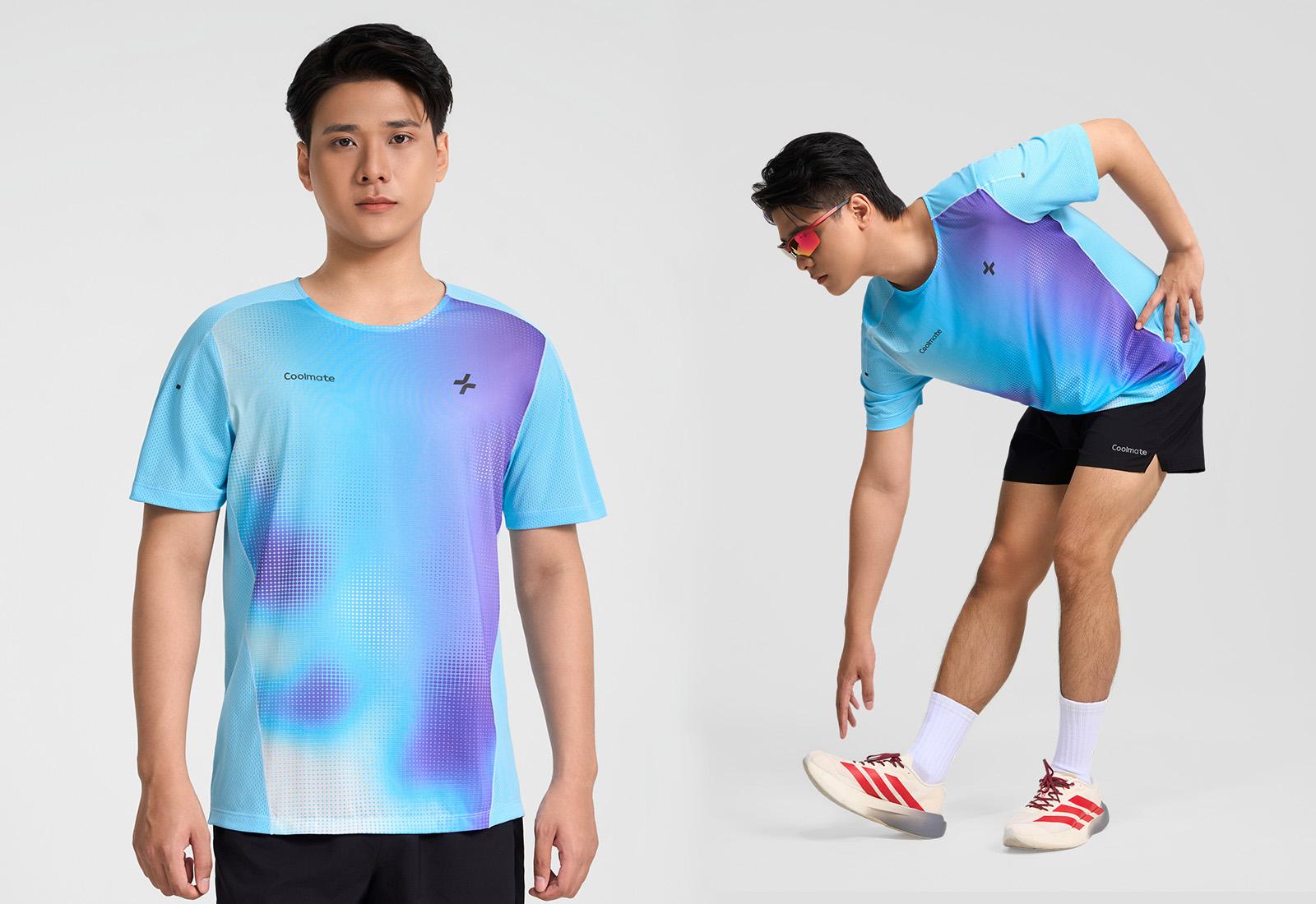 Tshirt chạy bộ nam Aurora Blur Exdry Advance Motion
