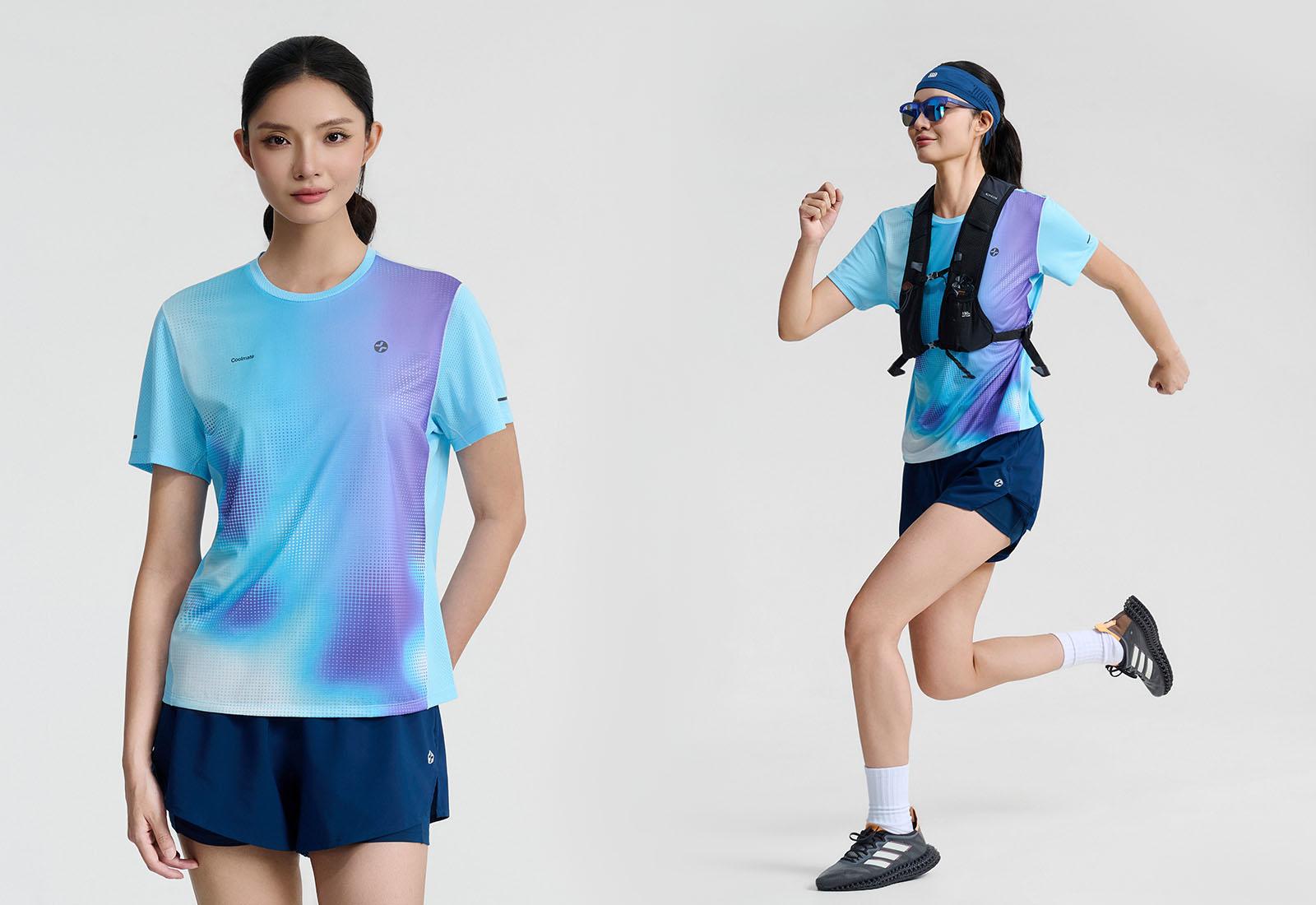 Tshirt chạy bộ nữ aurora blur Exdry advance motion