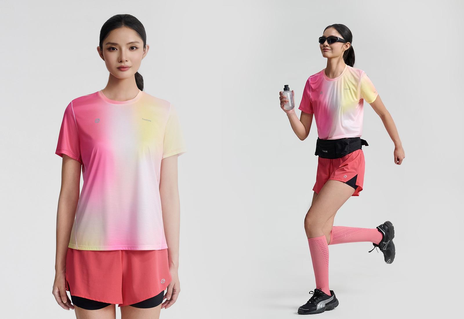Tshirt chạy bộ graphic Pink Gradient