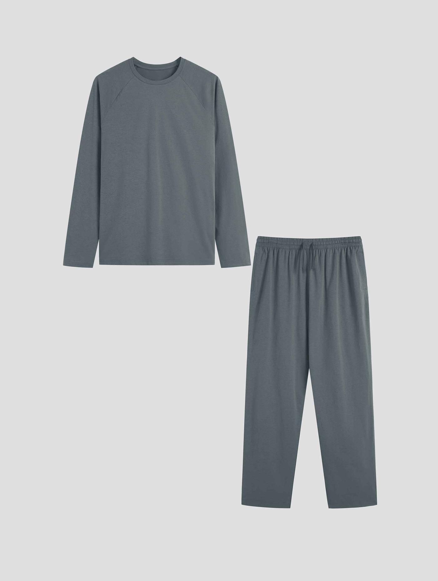 Bộ Mặc Nhà Nam Cotton Feel Dài Tay - undefined