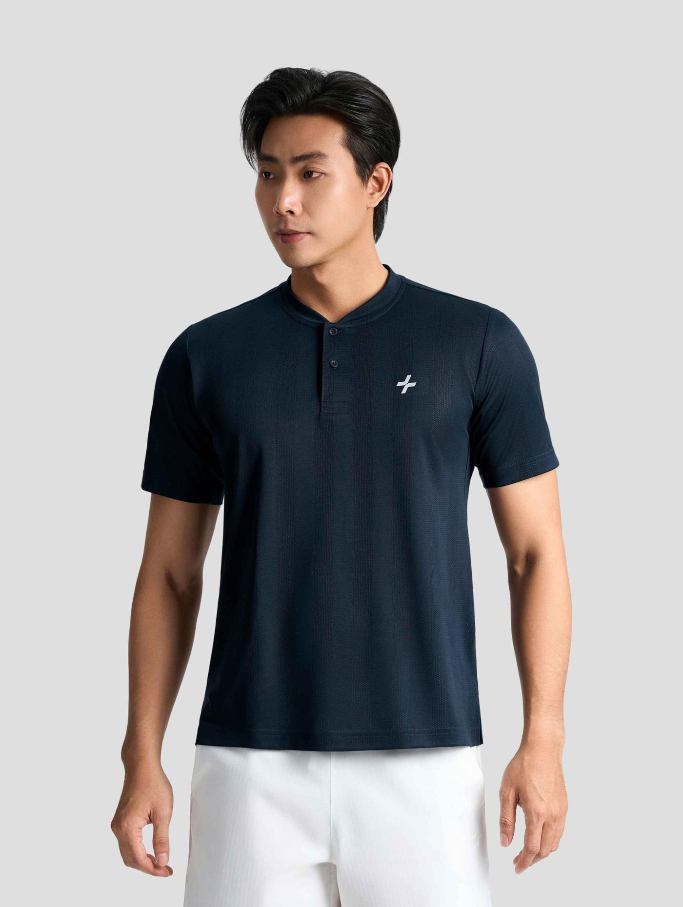 Áo thun thể thao nam Exdry jacquard cổ henley - undefined