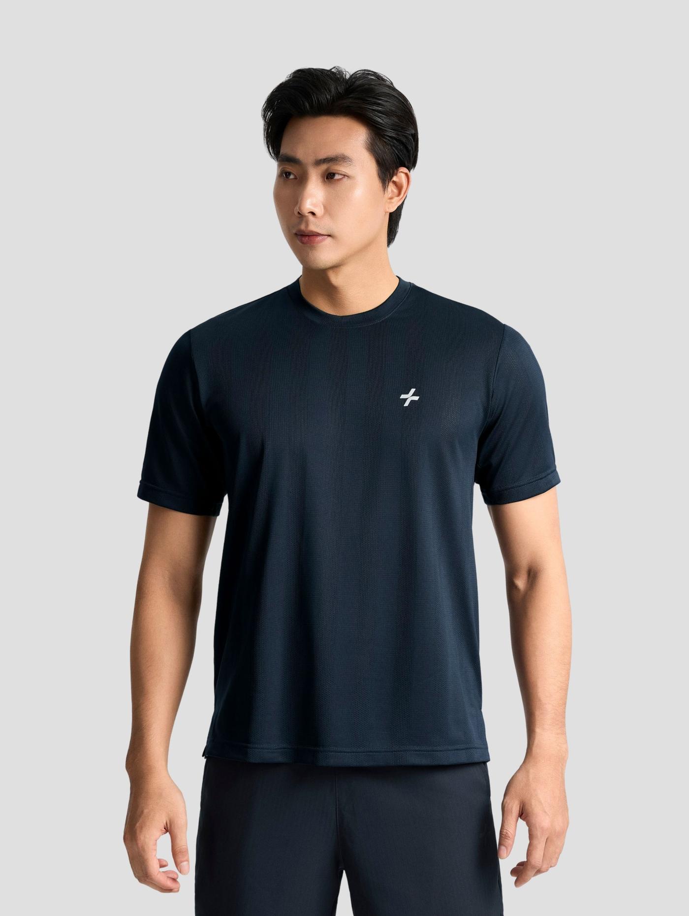 Áo thun thể thao nam Exdry jacquard cổ tròn - undefined