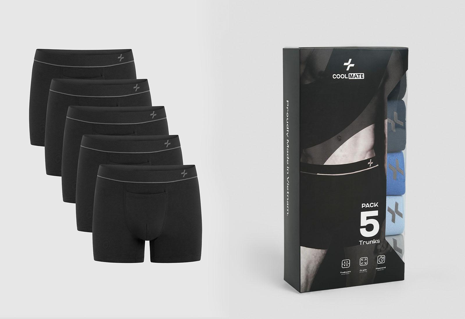 Pack 5 Quần Lót Trunk Cotton Co Giãn Comfort