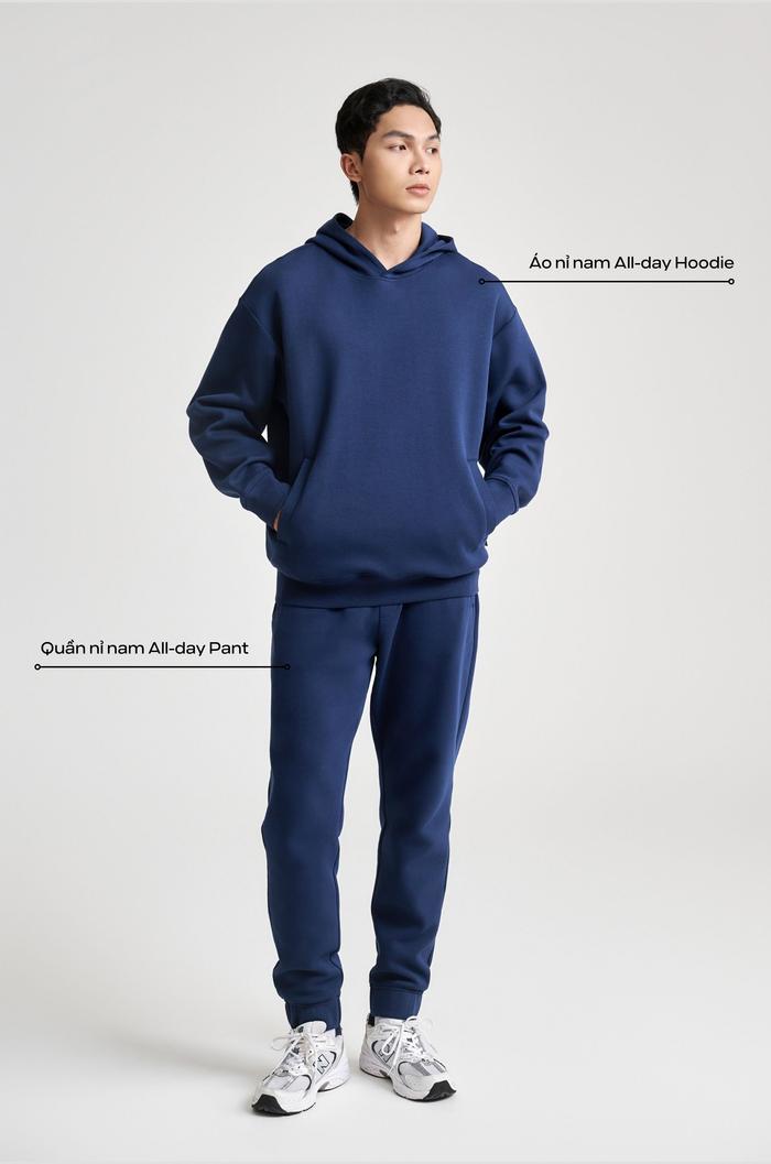 Set nỉ nam All-day Hoodie - Xanh Navy - undefined