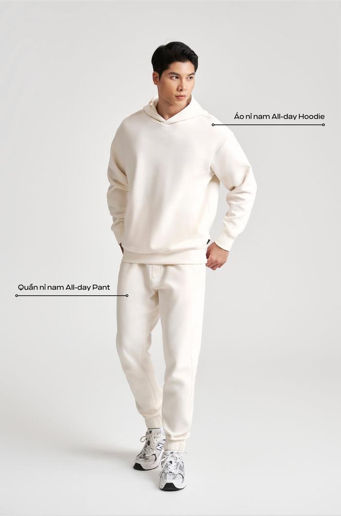 Set nỉ nam All-day Hoodie - Trắng - undefined