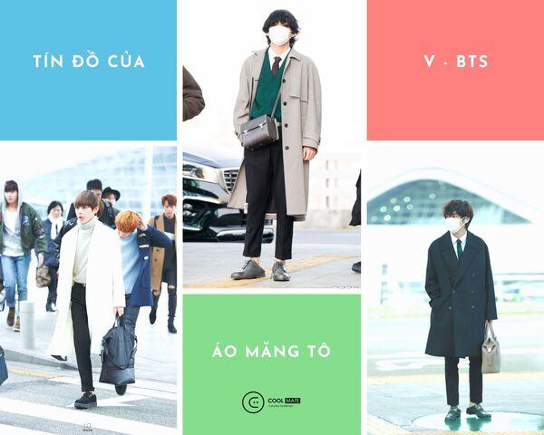 V BTS thường xuyên diện áo măng tô