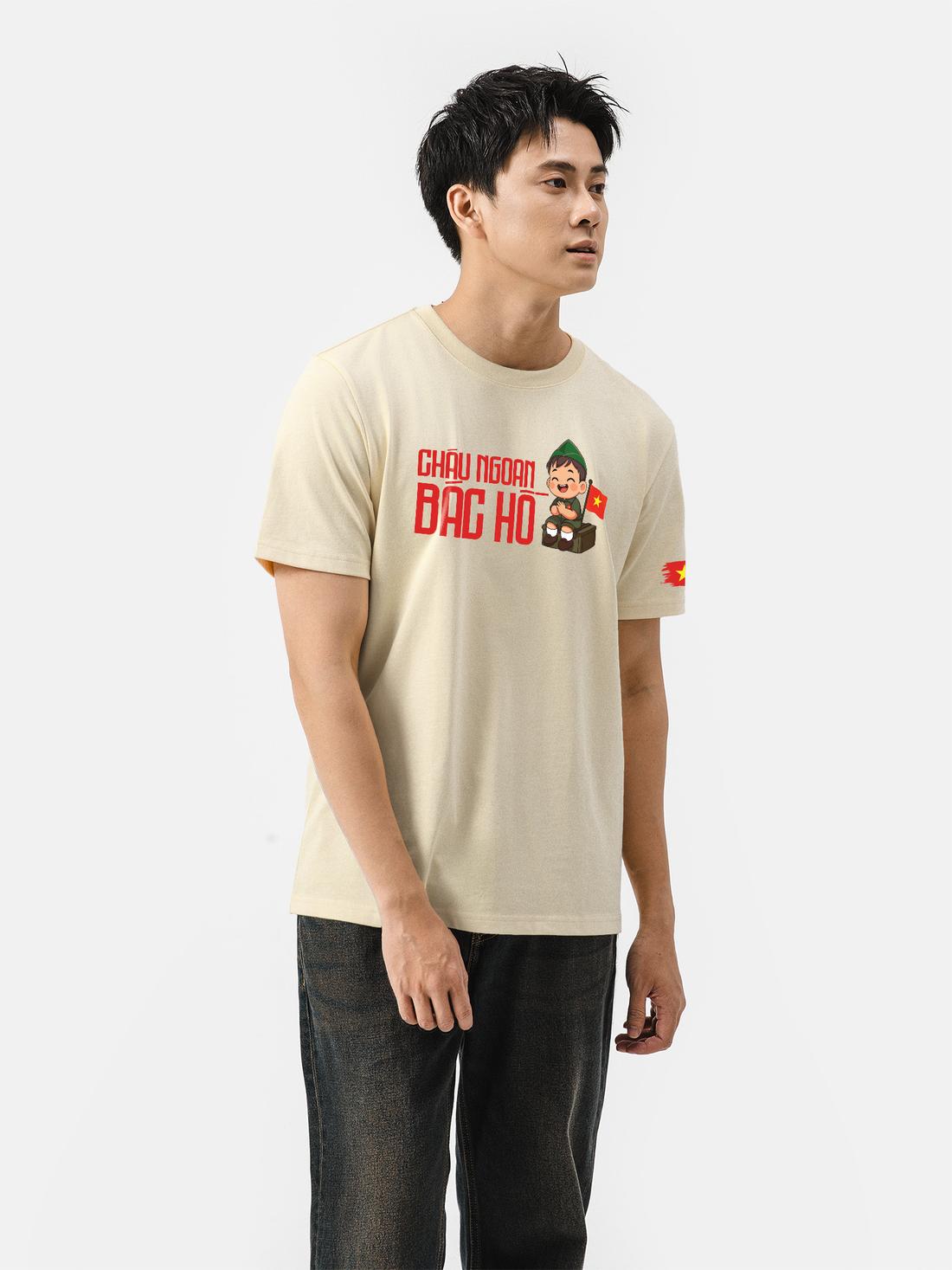 Áo thun Cotton 220gsm Cháu ngoan Bác Hồ bé trai - undefined