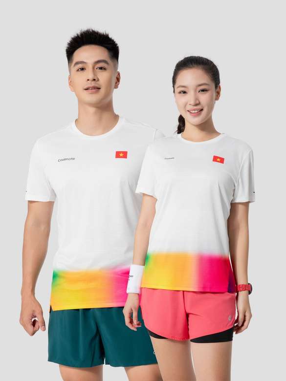 Áo thun chạy bộ "Cờ đỏ sao vàng" - Trắng - undefined