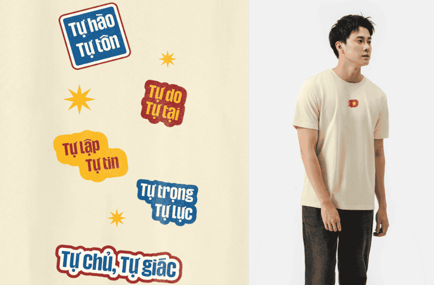 Áo thun Cotton 220gsm Liên Khúc Chữ Tee