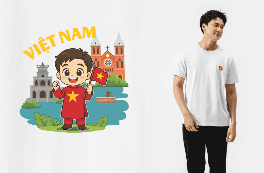 Áo thun Cotton 220gsm Việt Nam Tươi Đẹp bé trai