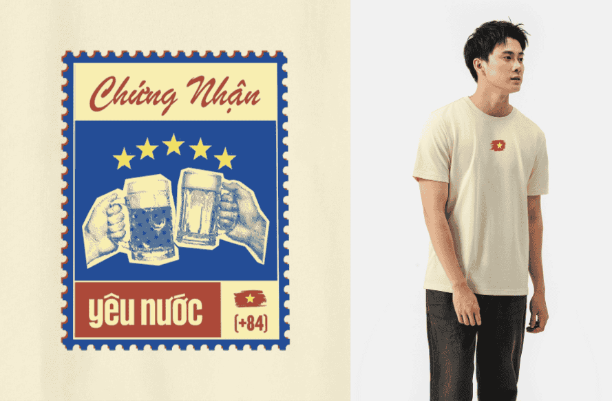 Áo thun Cotton 220gsm Yêu Nước 5 Sao