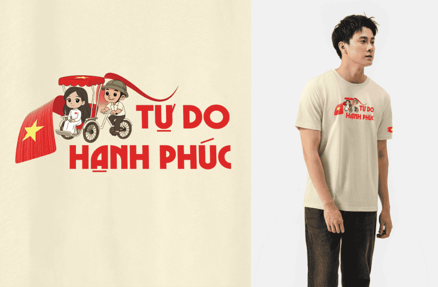 Áo thun Cotton 220gsm Em Tự Do Hạnh Phúc