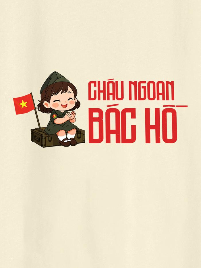Áo thun Cotton 220gsm Cháu ngoan Bác Hồ bé gái - undefined