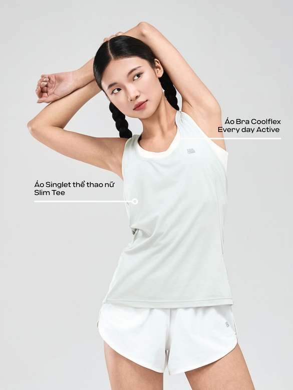 Set áo Singlet thể thao nữ Slim Tee + Bra CoolFlex - undefined