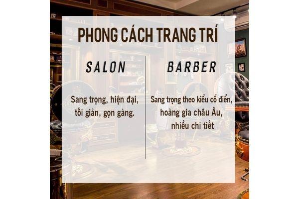So sánh không gian Barber Shop và Hair Salon