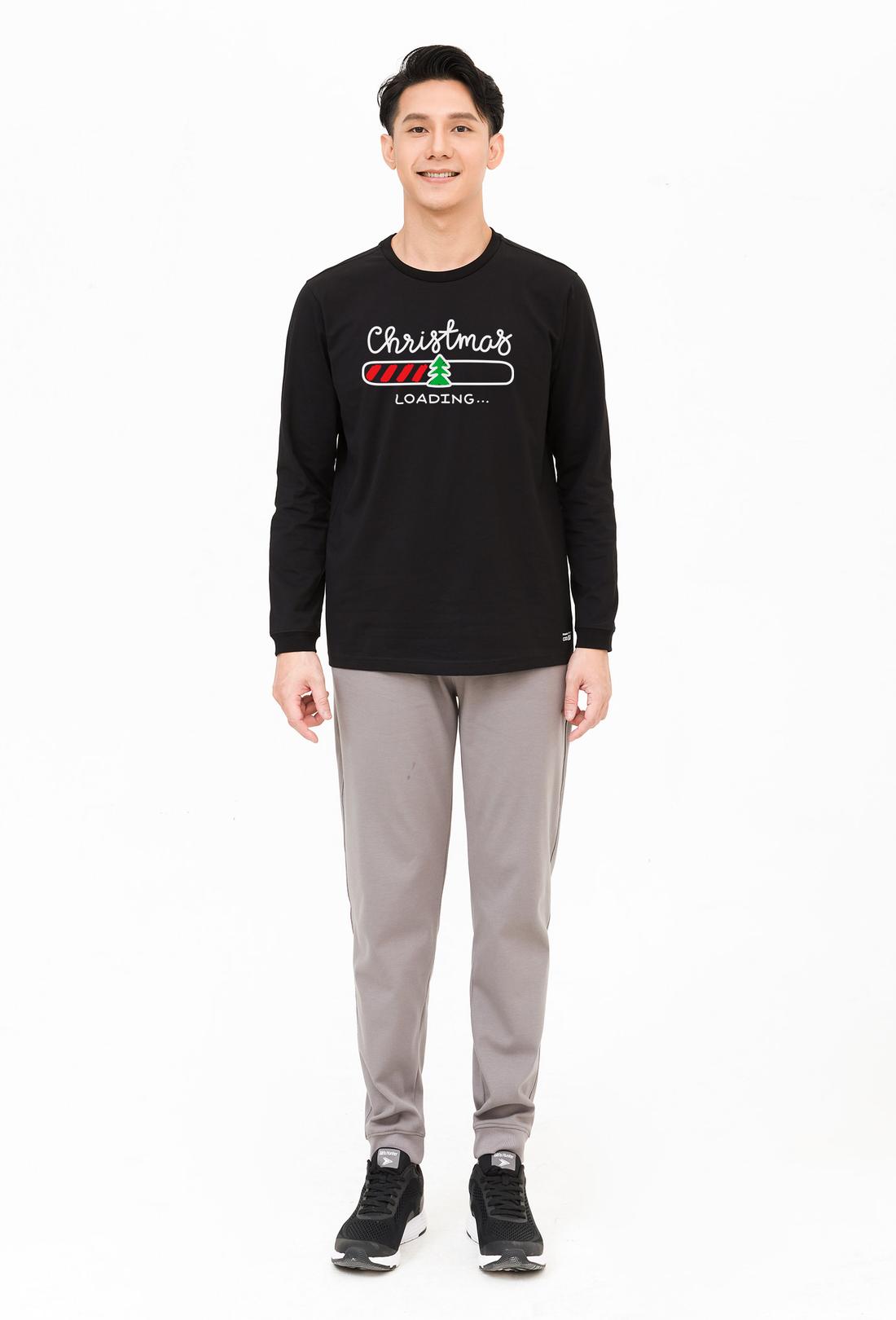 Áo thun dài tay Cotton Compact in Xmas Loading - Màu đen   - undefined